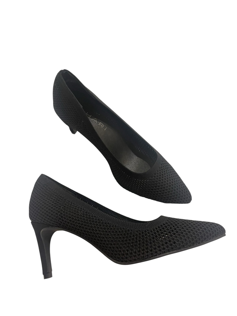 TAHARI Everest Classic Black Pointed Toe Knit Pumps Heels Shoes - Picture 3 of 5
